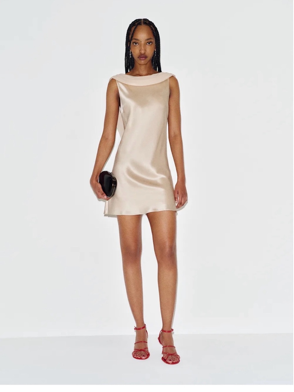 Reformation Champagne Satin Mini Dress